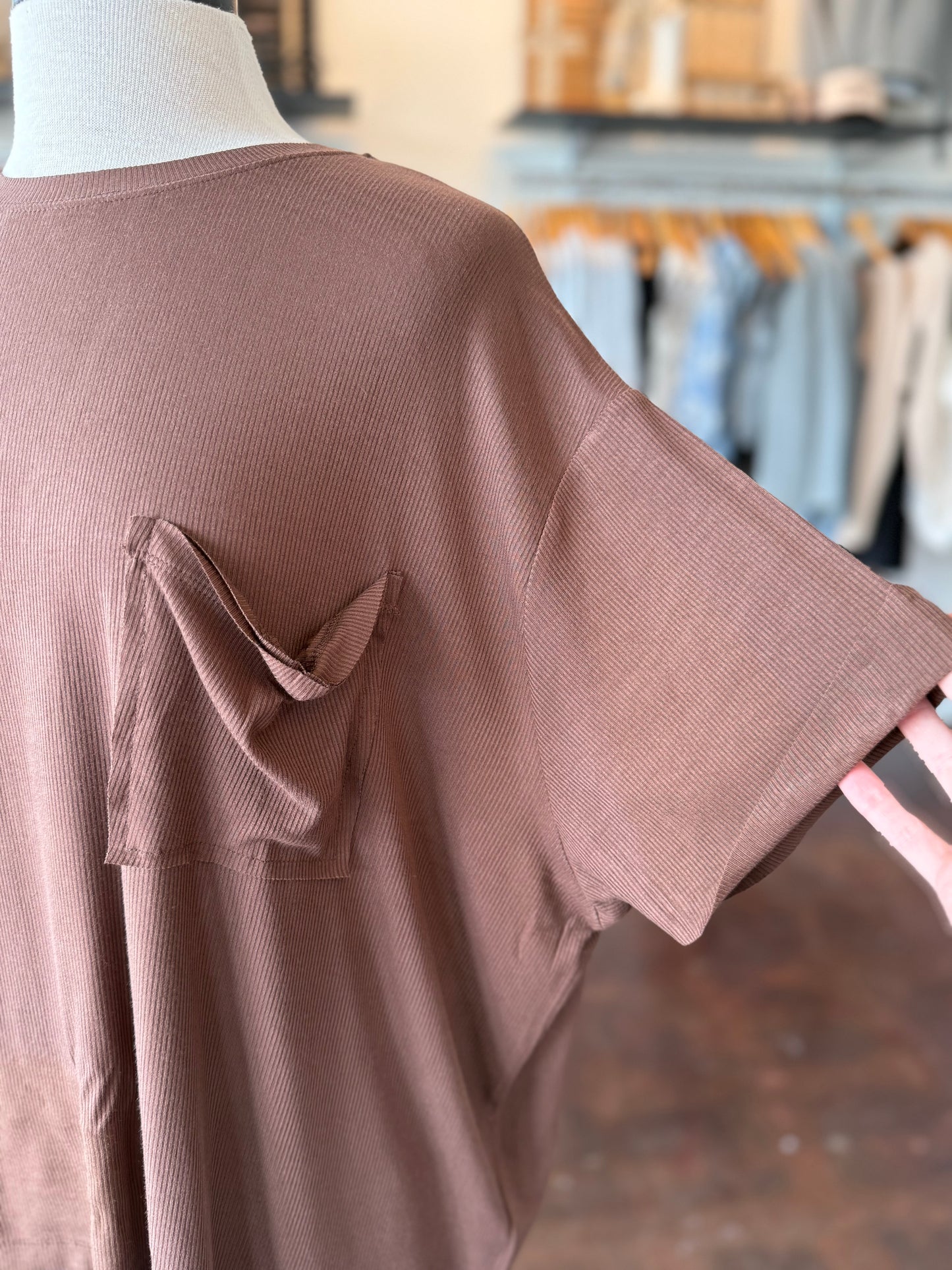 Oversized Ribbed Round Neck Tee
