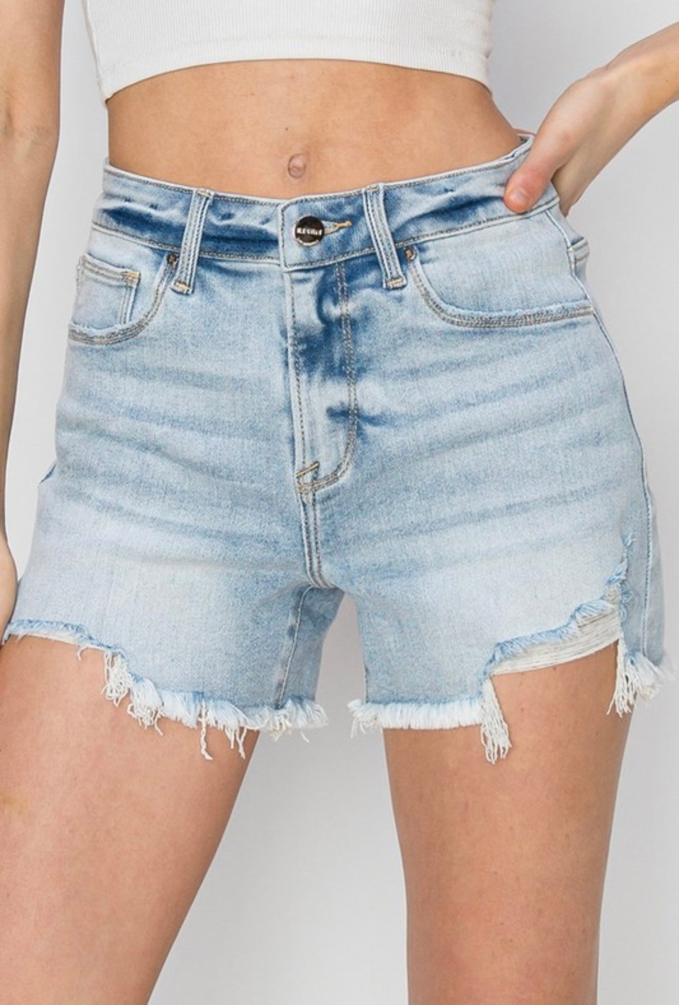 Kate High Rise Distressed Shorts