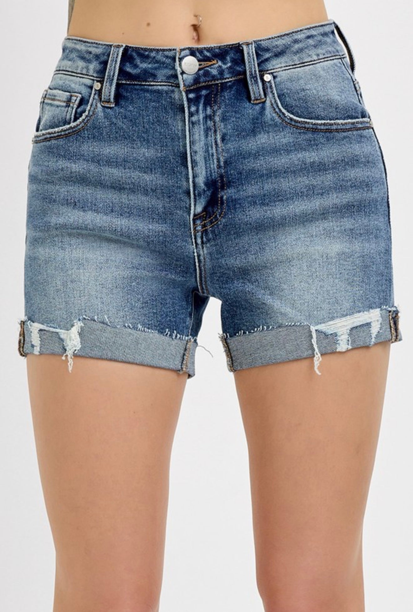 Parker High Rise Distressed Hem Shorts