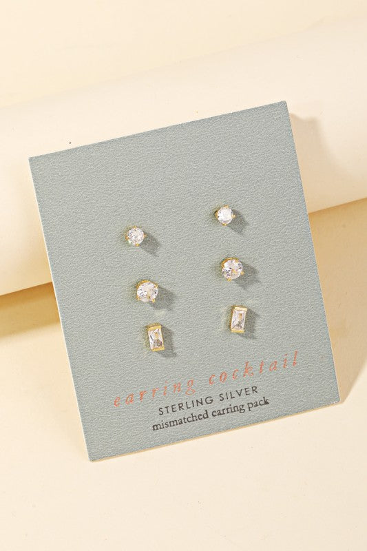 Sterling Silver Stud Earring Set
