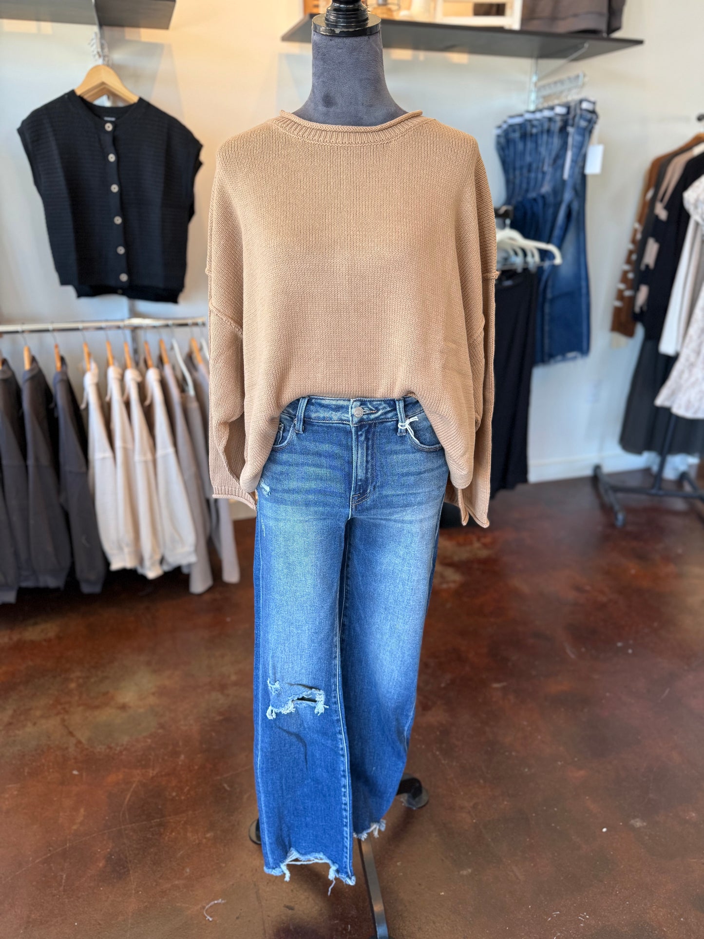 Edgy Everyday Sweater - Tan
