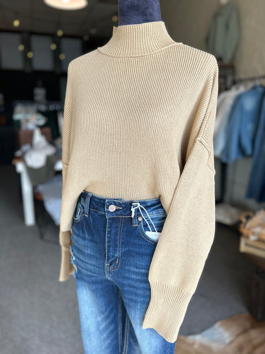 Evening Plans Ribbed Sweater - Beige