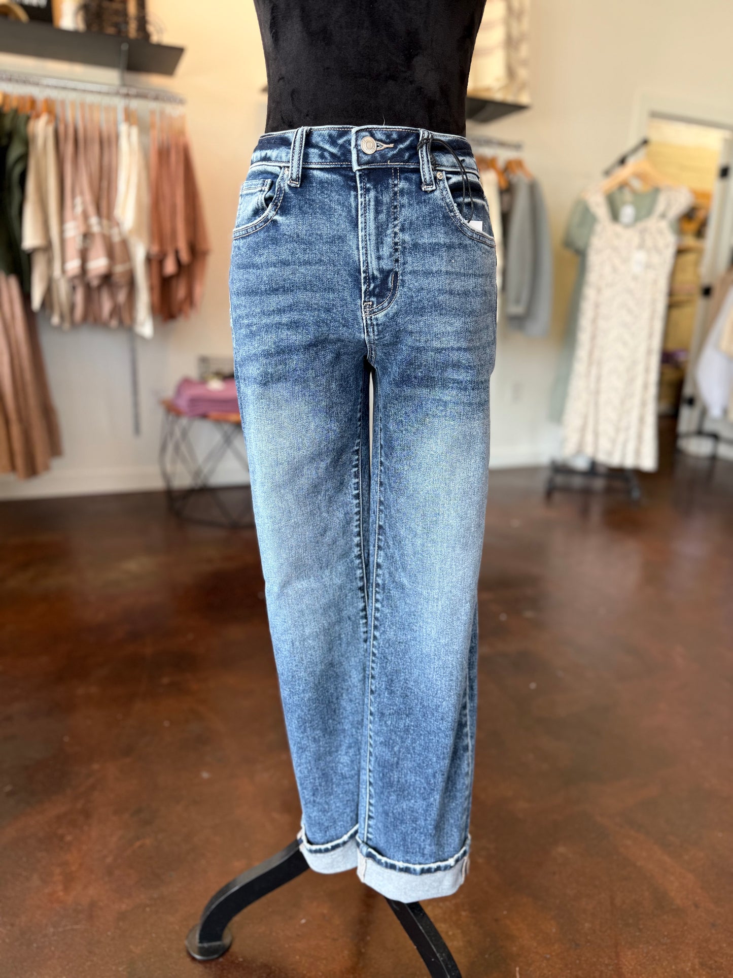 Cuffed Straight Jeans