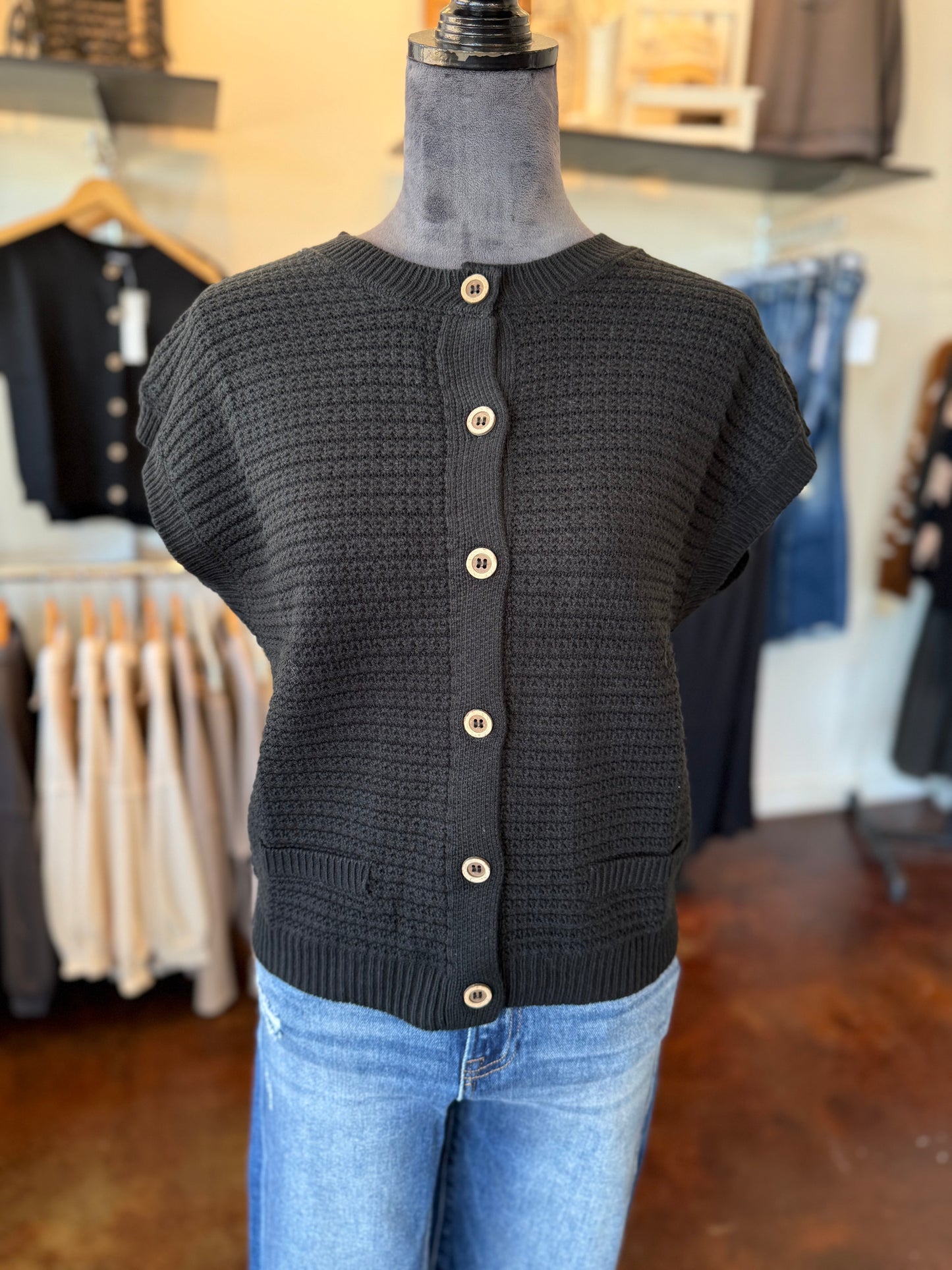 Button Down Knit Cardigan Vest
