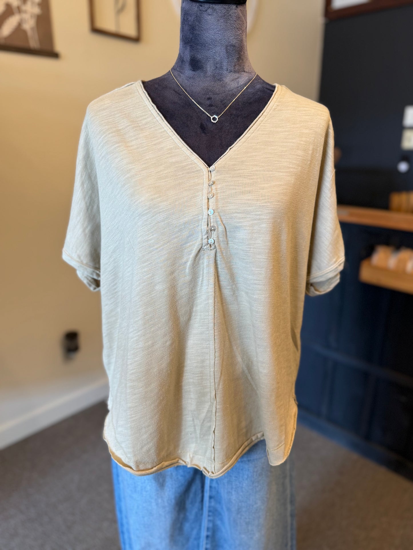 Washed Henley Top