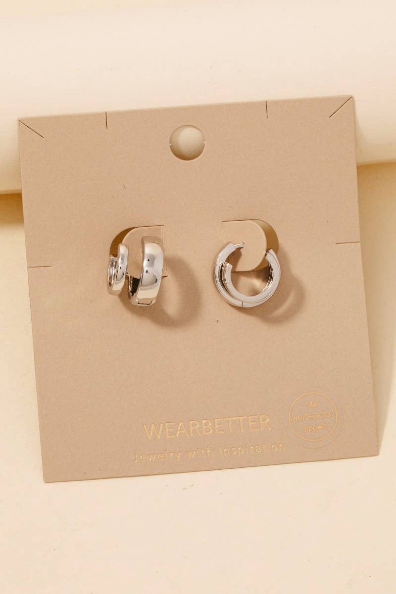 Gold Dipped Layered Wide Hinge Hoop Earrings: G