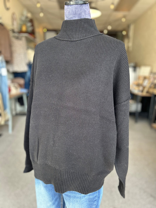 Evening Plans Ribbed Sweater - Black