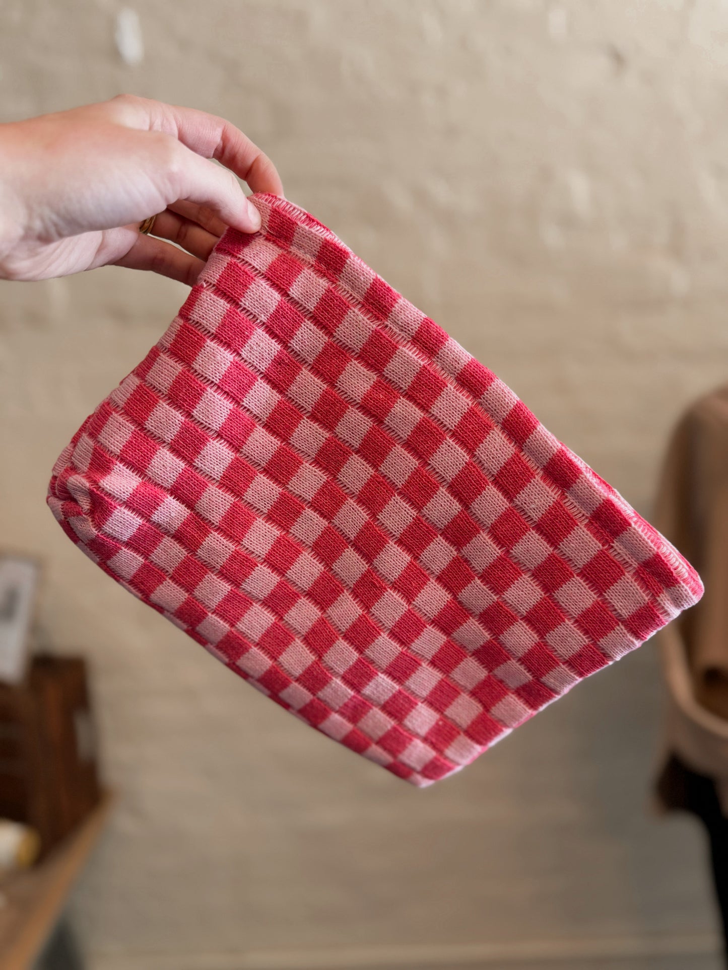 Checkered Cosmetic Bag