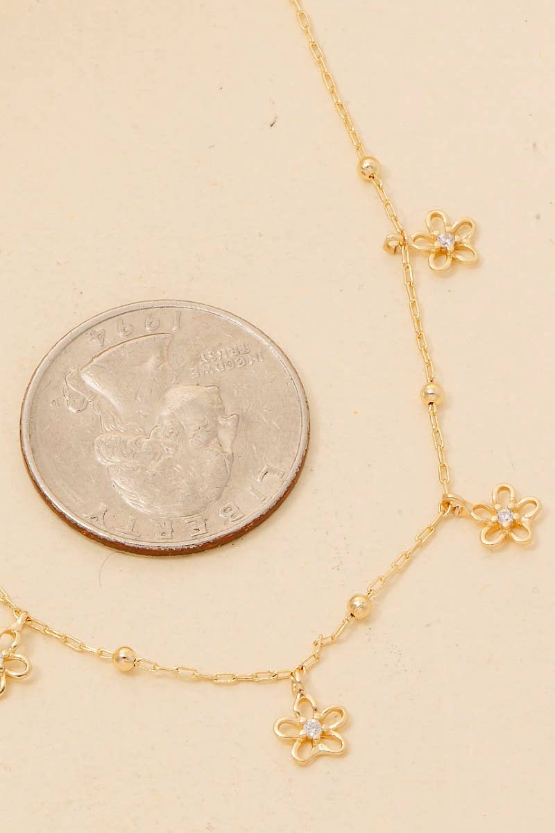 Mini Stud Flower Charms Chain Necklace