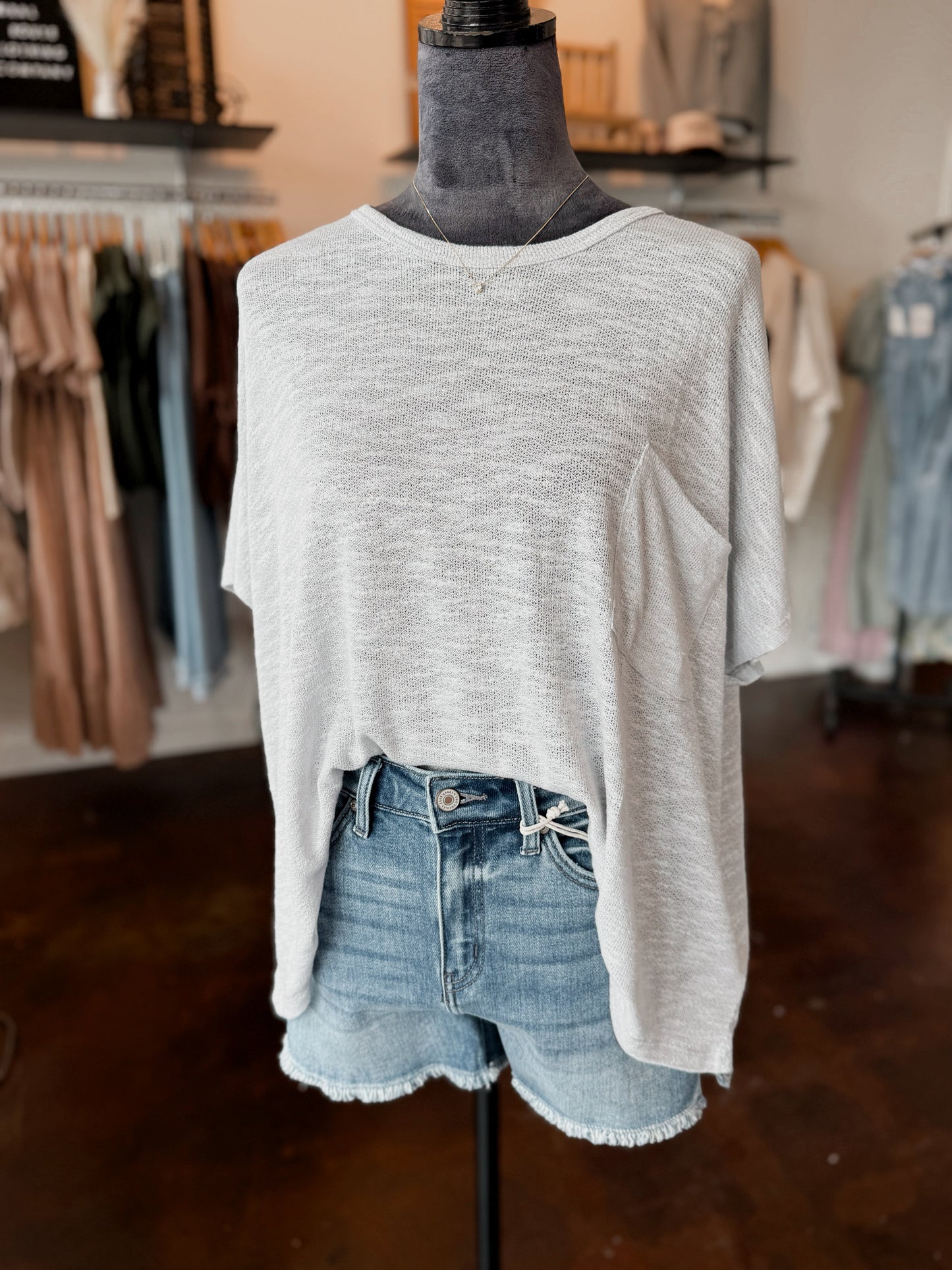 Oversized Pocket Top - Lt. Grey