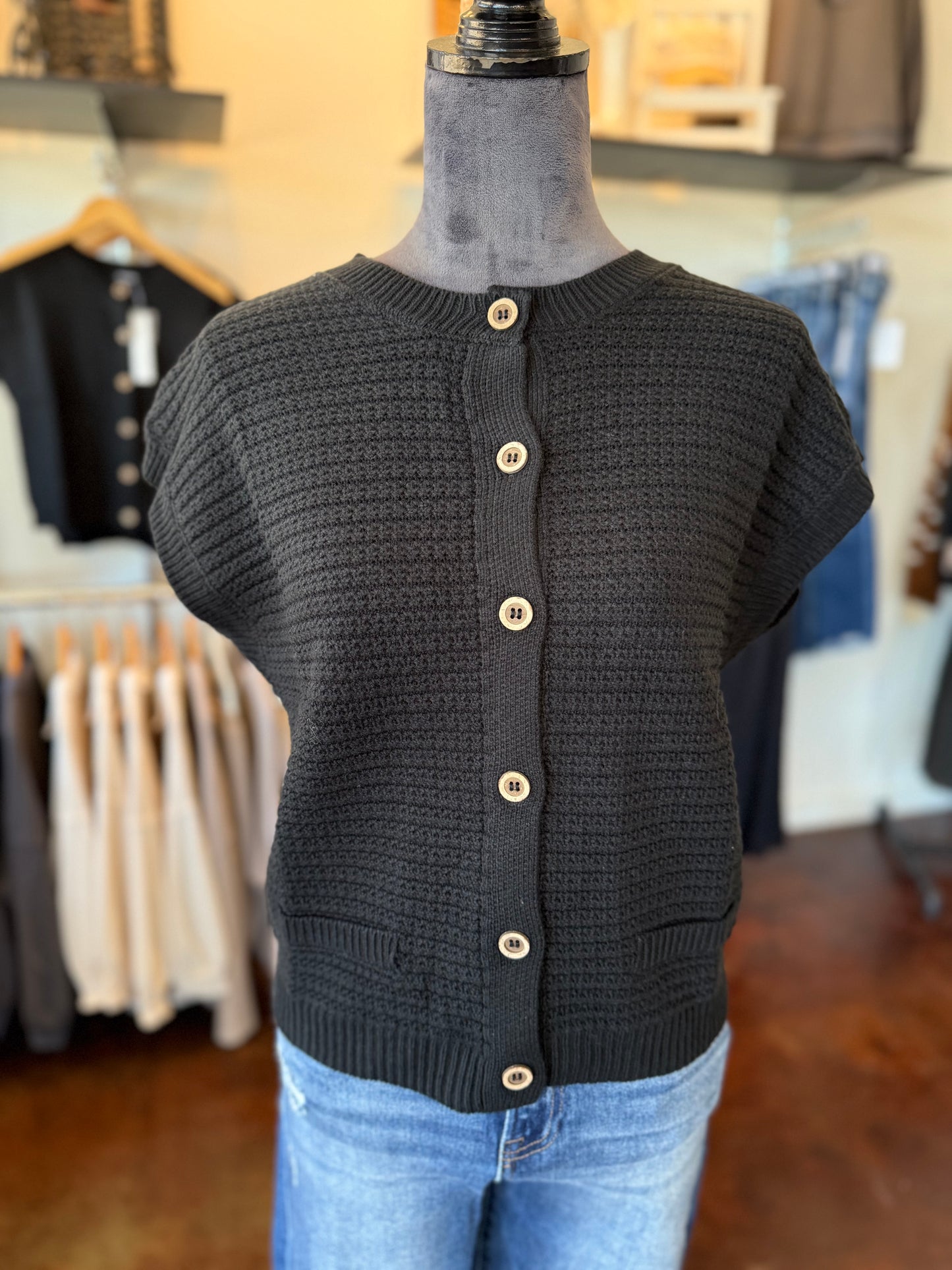 Button Down Knit Cardigan Vest