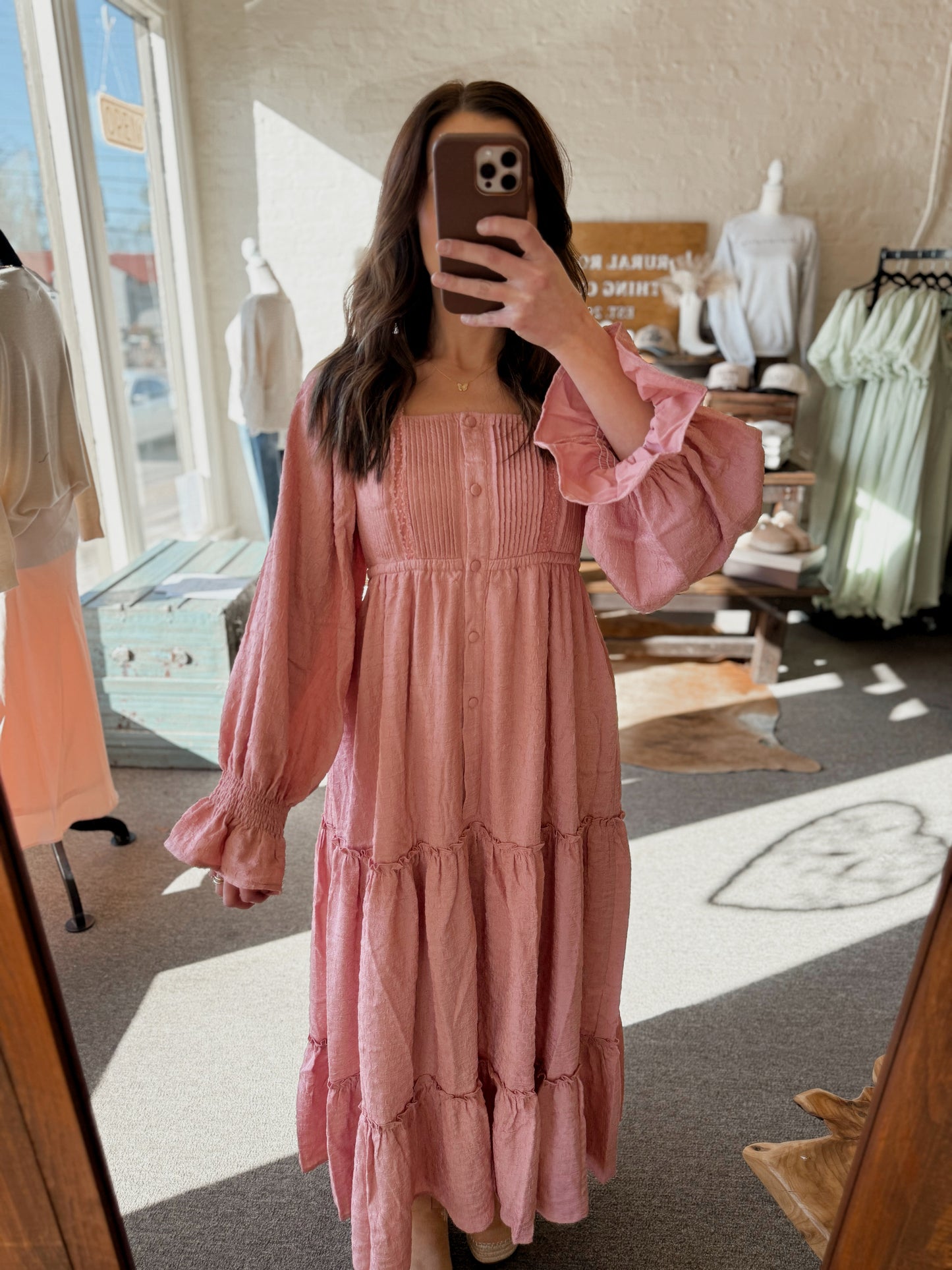 Blushing Boho Midi Dress