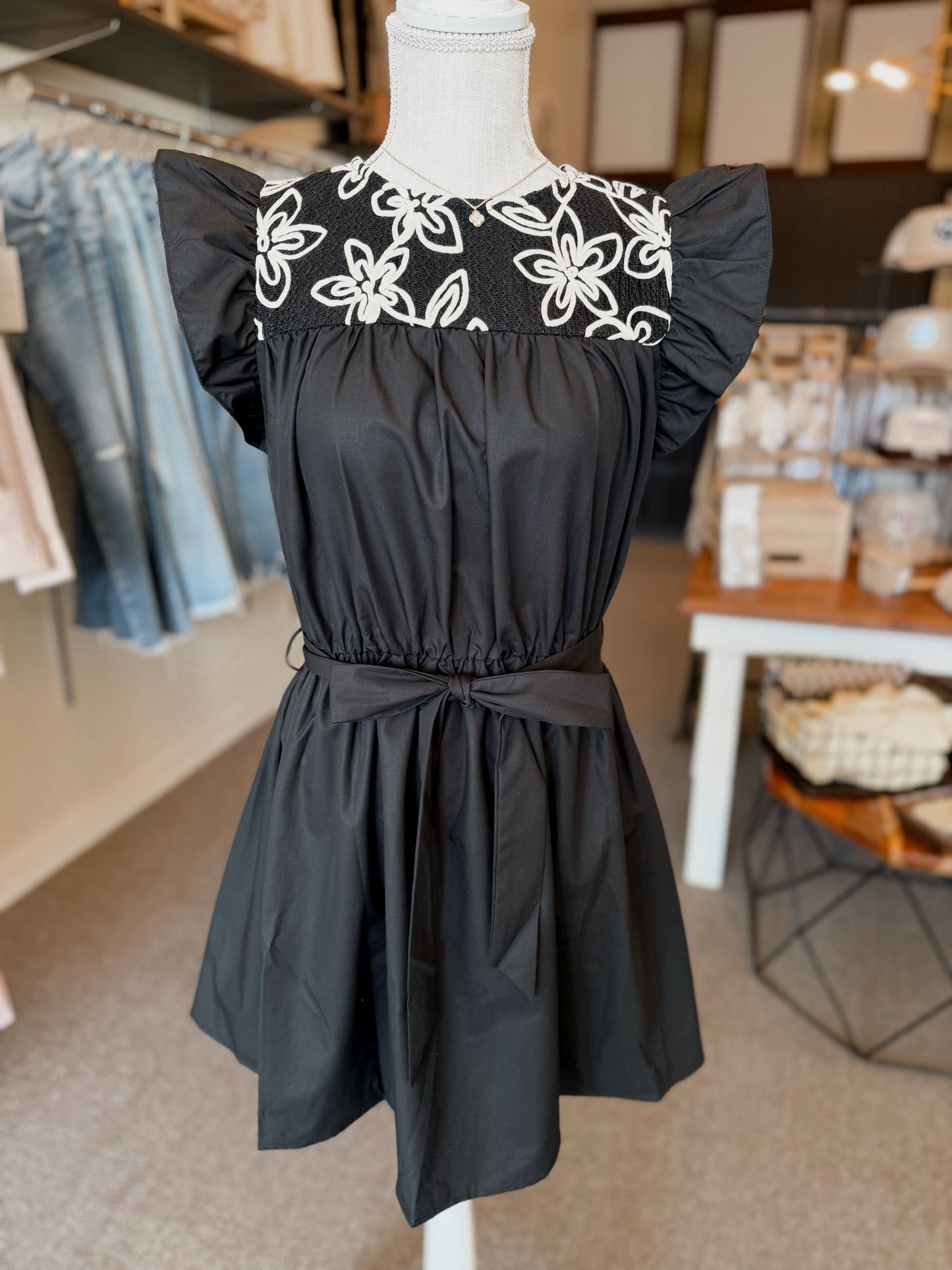 Dramatic Exit Embroidered Mini Dress