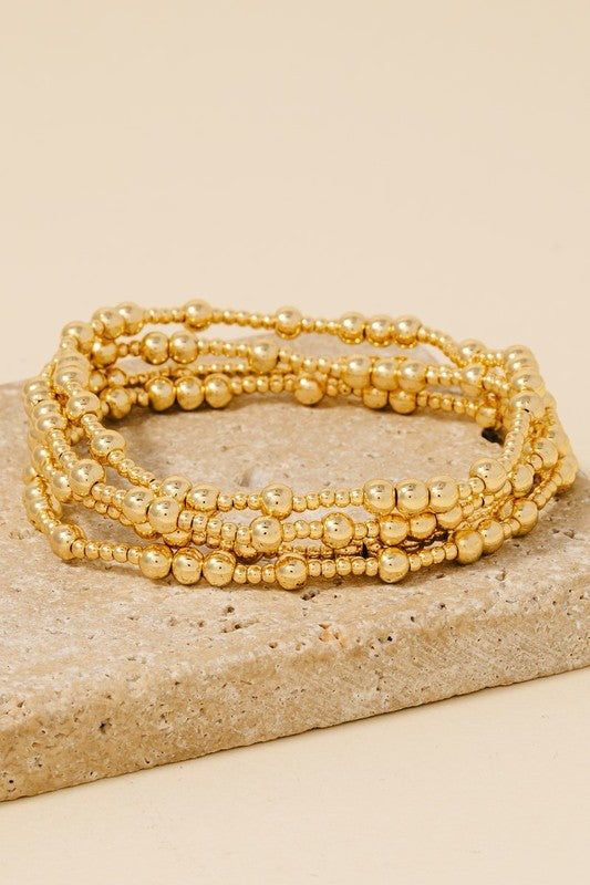 Gold Dipped Mixed Beaded Bracelet Set