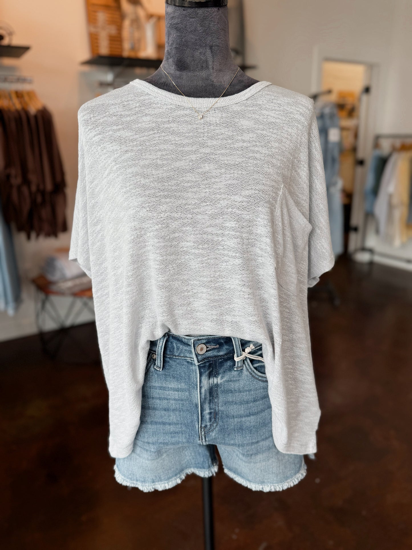 Oversized Pocket Top - Lt. Grey