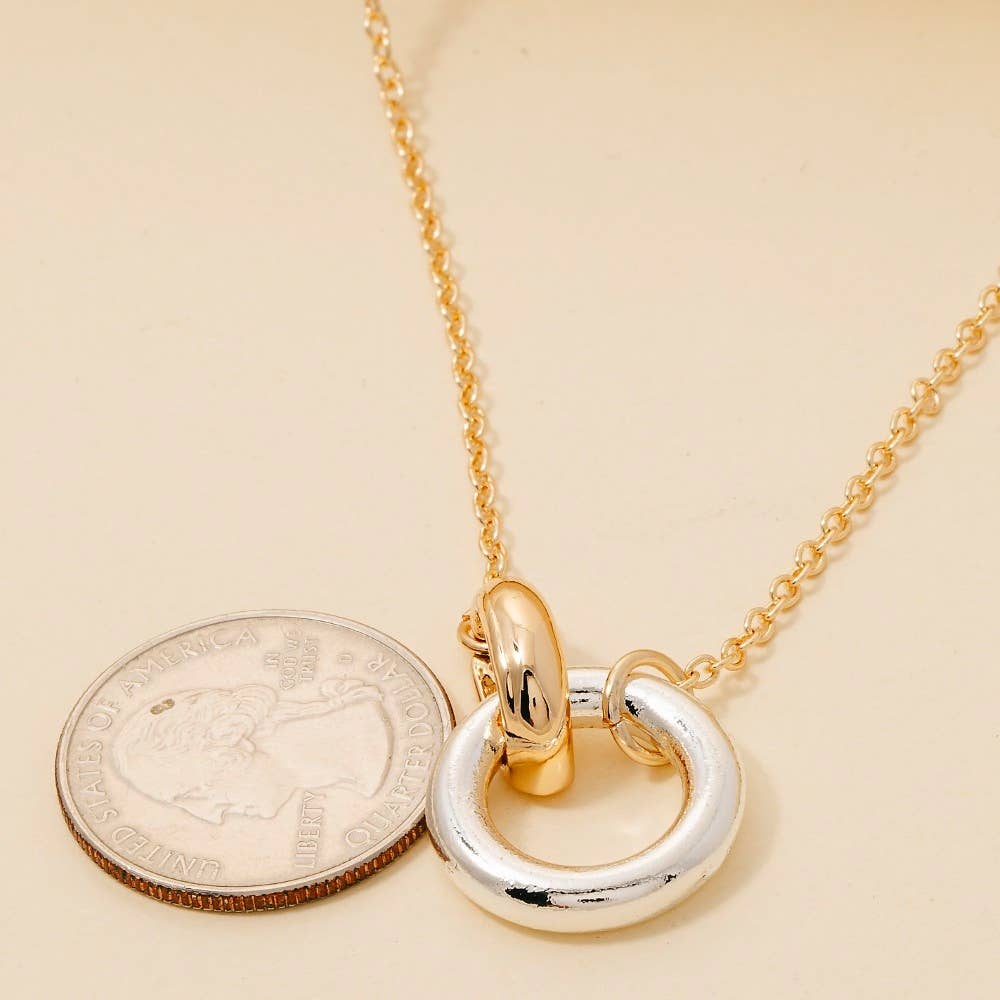 Silver Hoop Pendant Chain Necklace