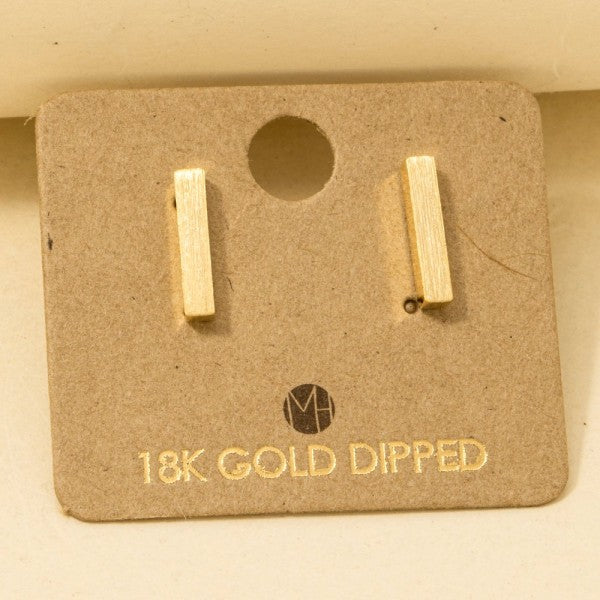 Gold Dipped Dainty Bar Stud Earrings
