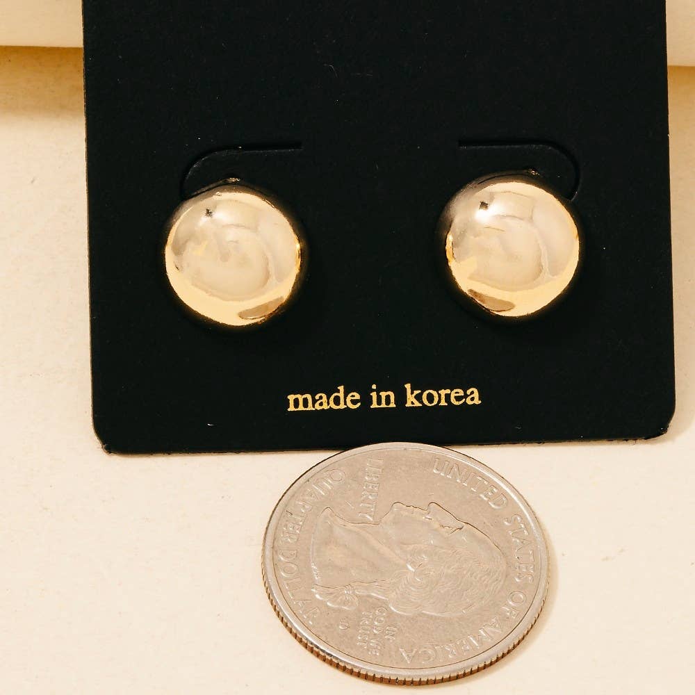 Metallic Rounded Button Stud Earrings