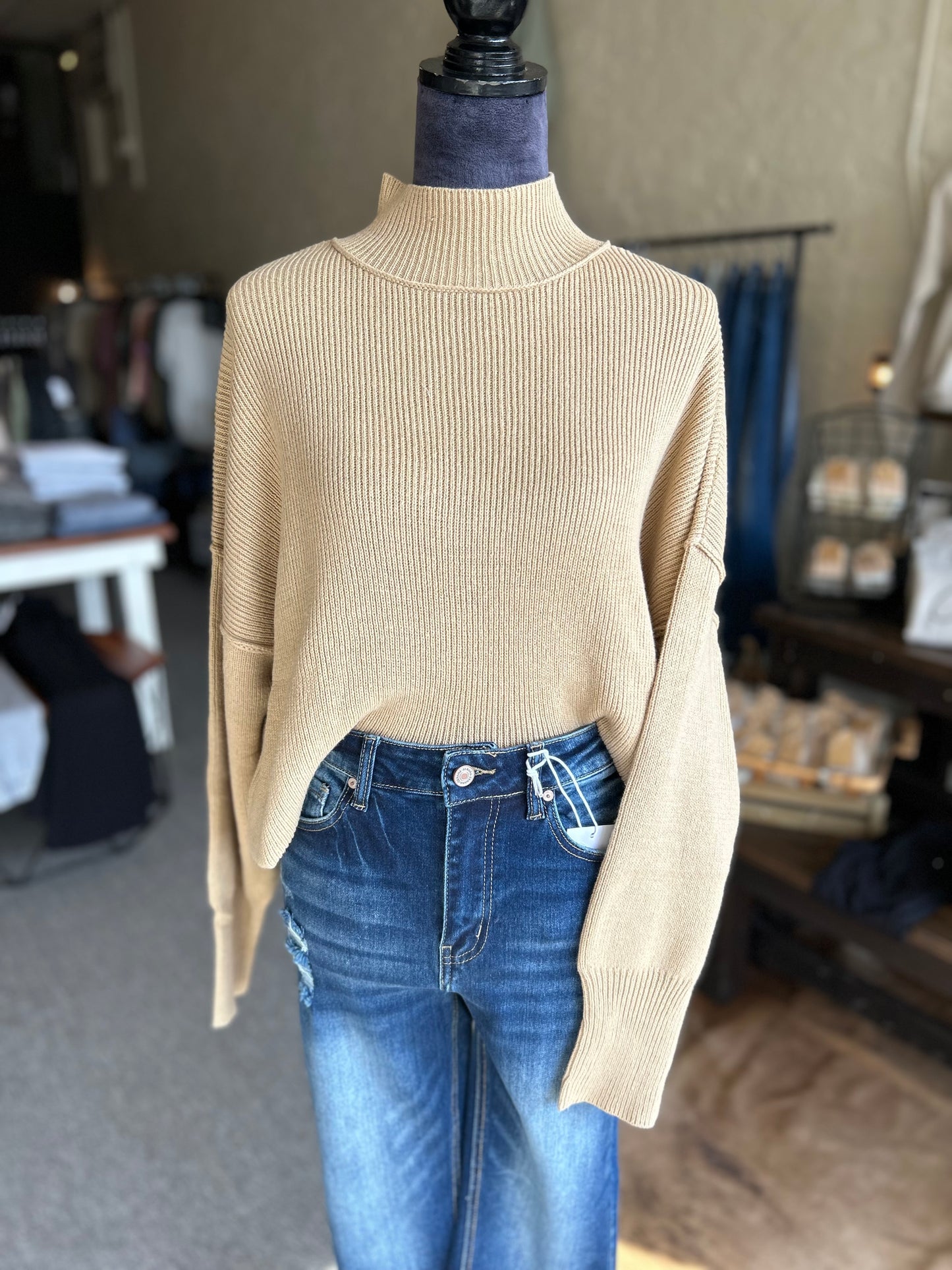 Evening Plans Ribbed Sweater - Beige