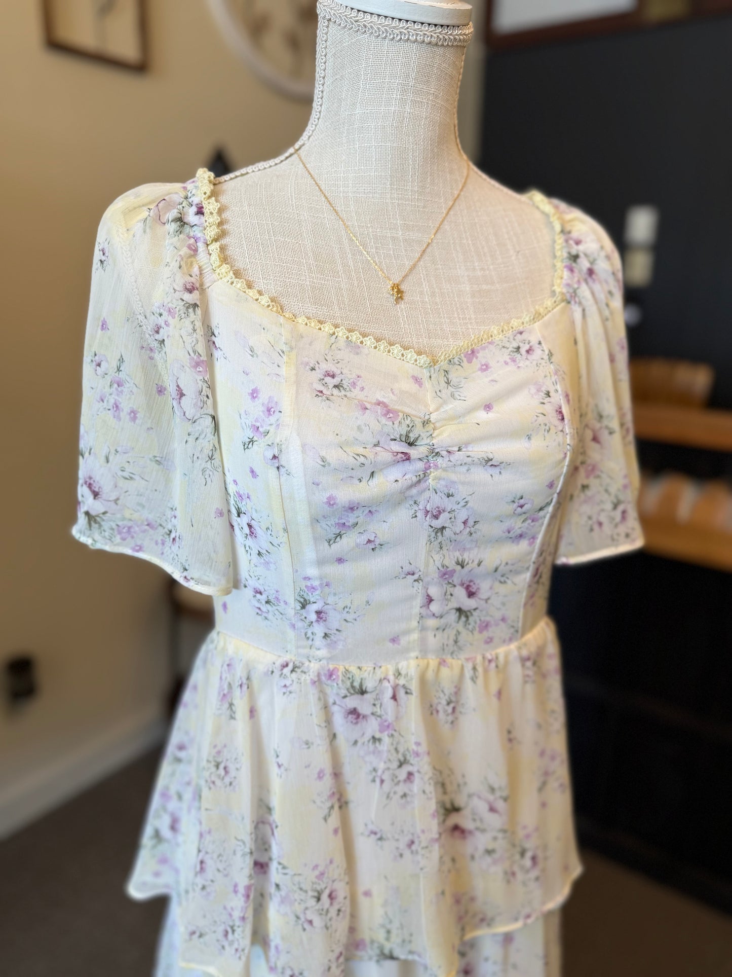 Be My Guest Floral Tiered Midi Dress