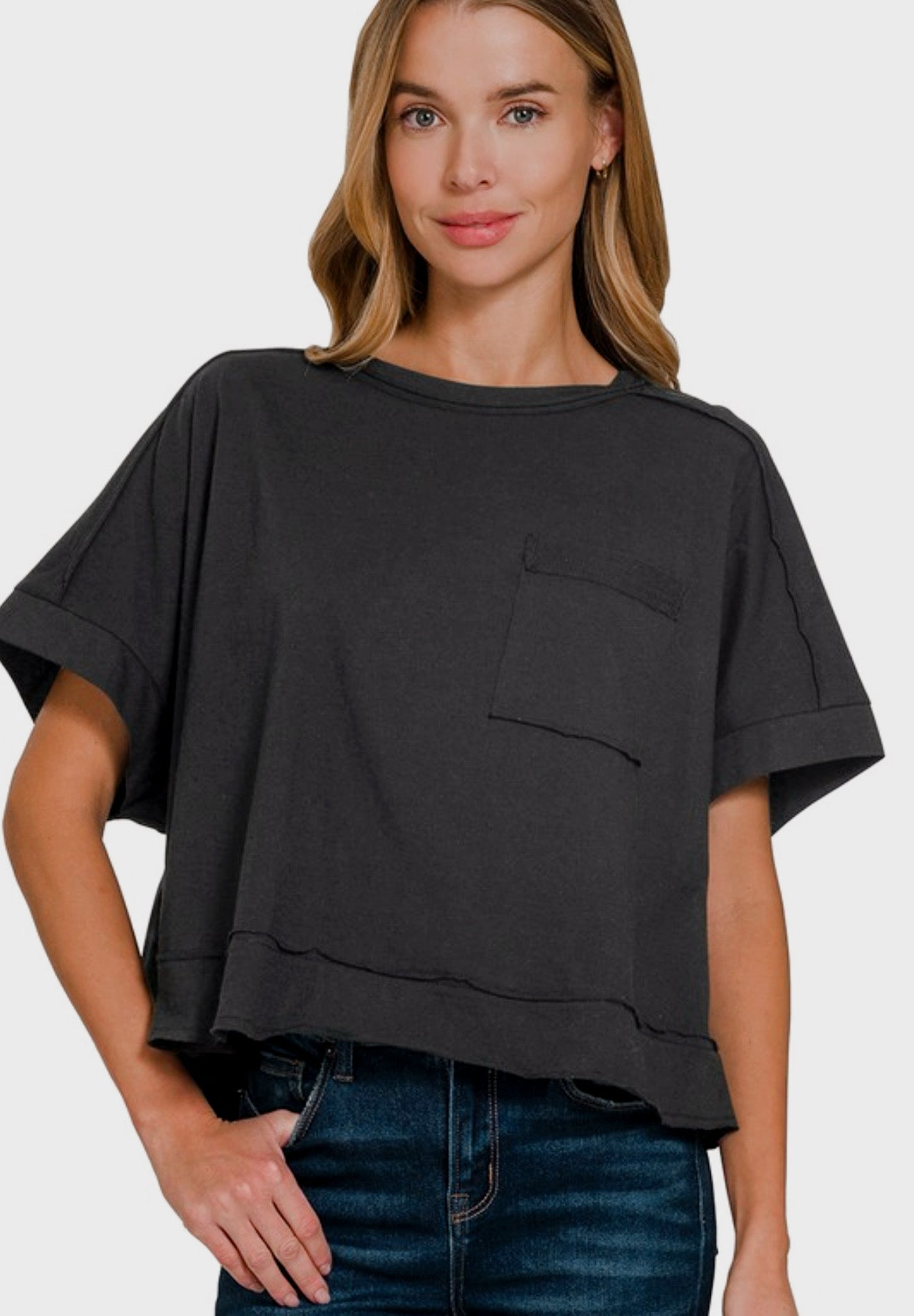 Edgy Exposed Hem Lounge Tee