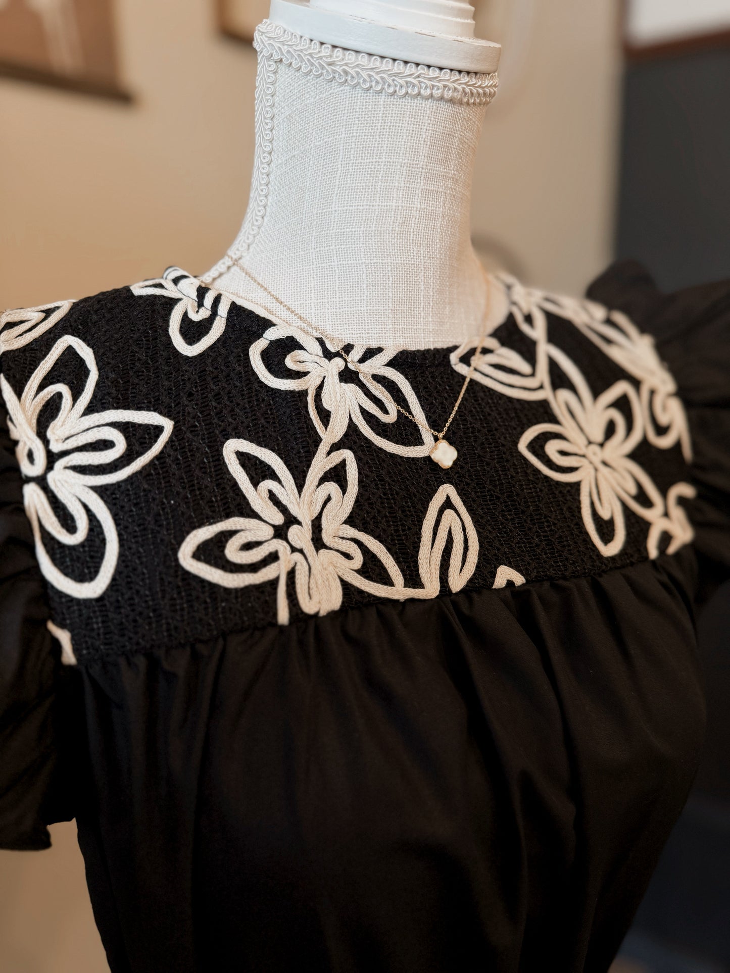 Dramatic Exit Embroidered Mini Dress