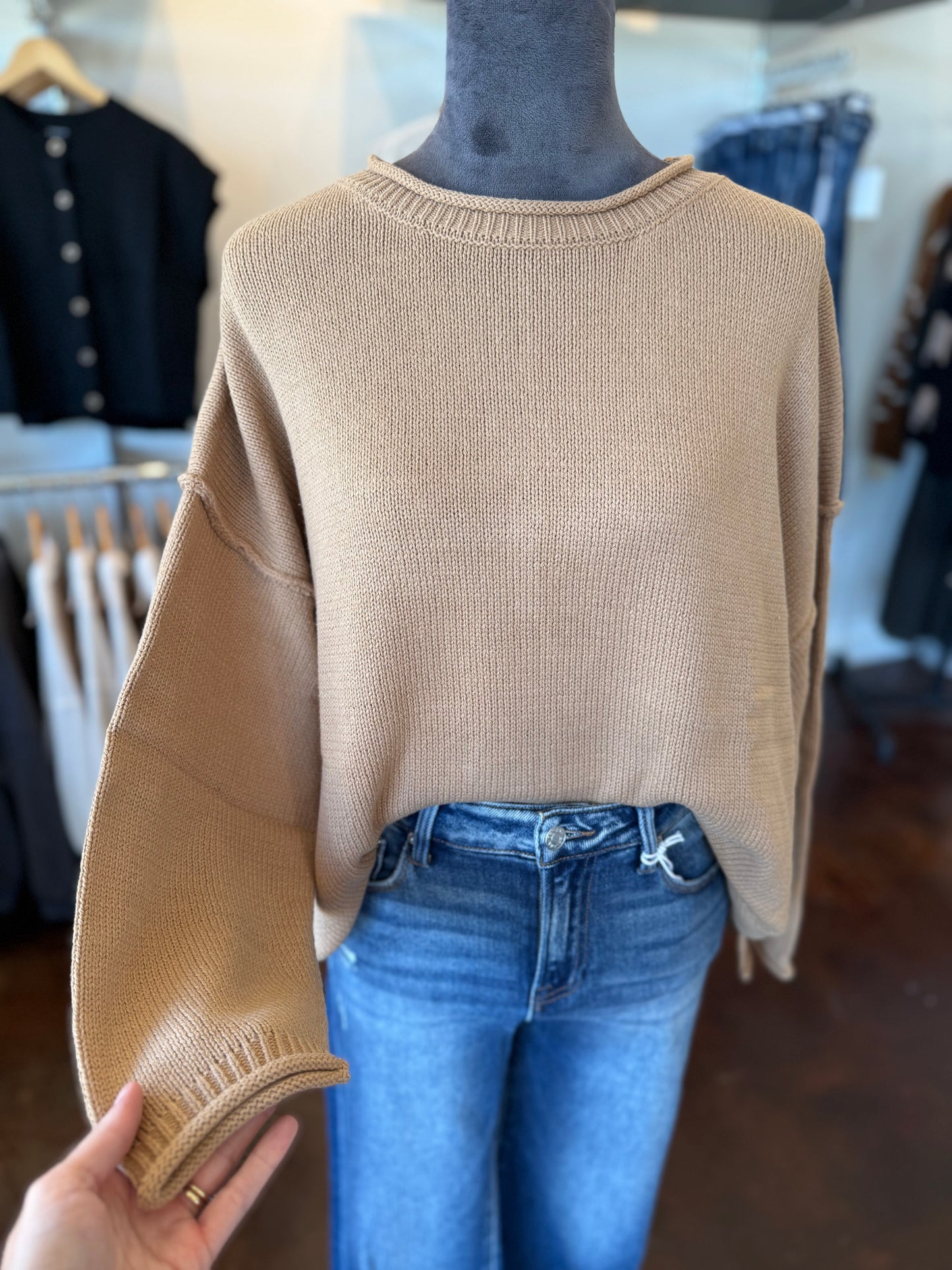 Edgy Everyday Sweater - Tan