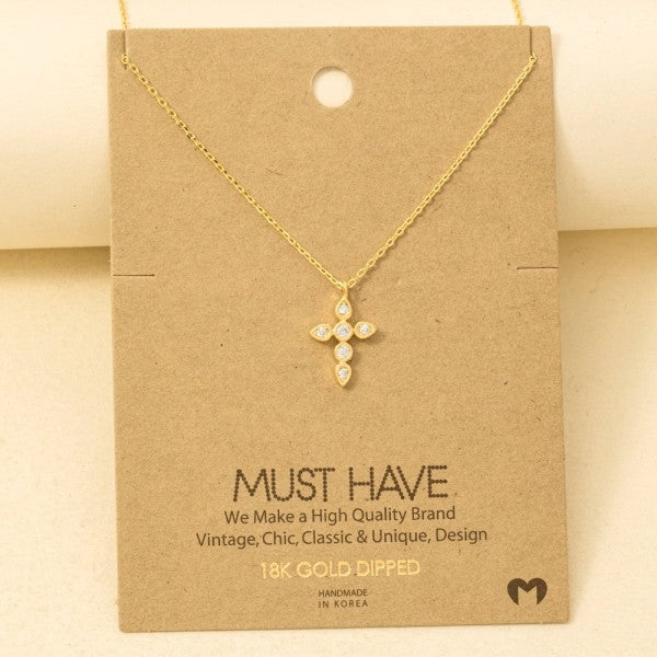 Gold Dipped Cross Pendant Necklace