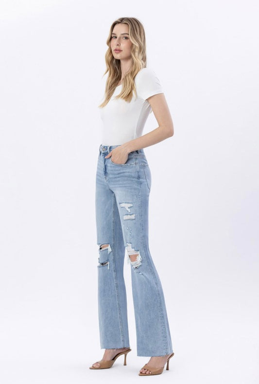 90's Vintage Super High Rise Flare Jeans