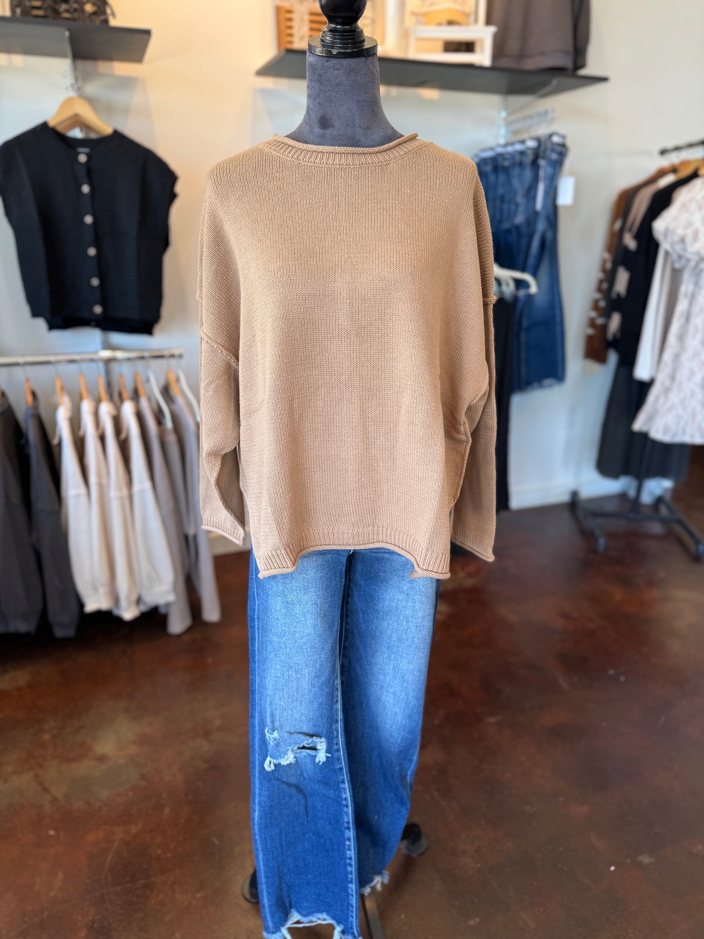 Edgy Everyday Sweater - Tan
