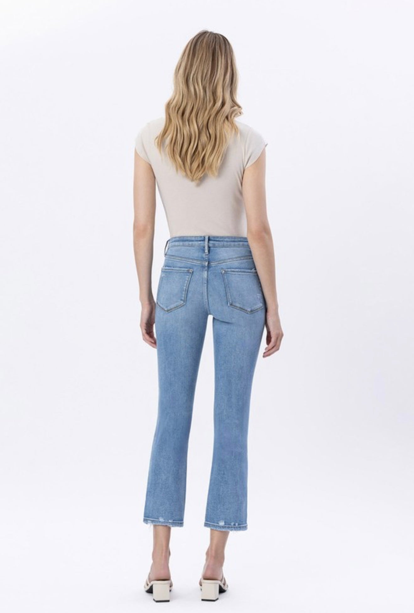 High Rise Crop Slim Straight Jeans