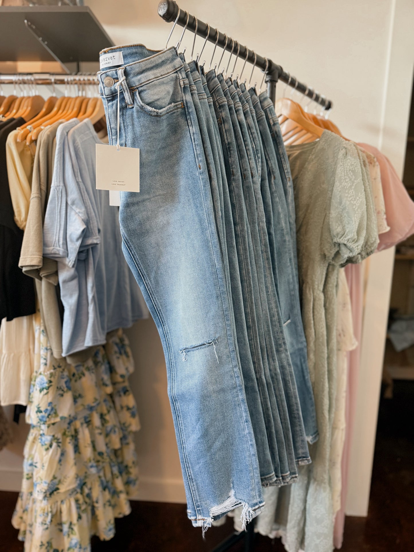 High Rise Crop Slim Straight Jeans