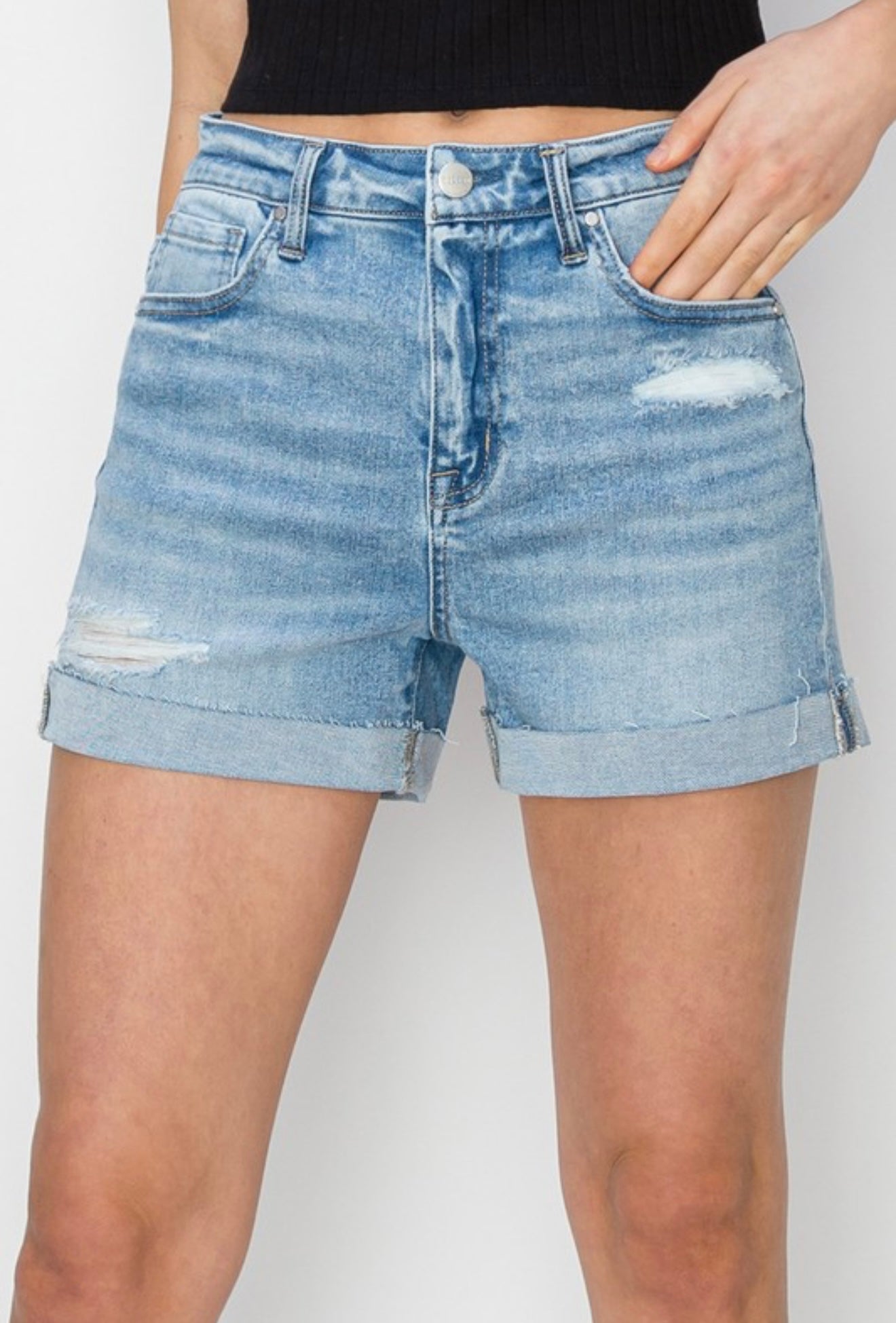 High Rise Cuffed Shorts