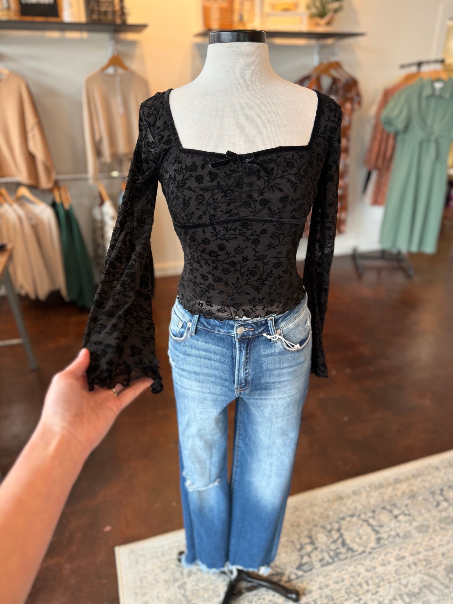 Velvet Floral Knit Top