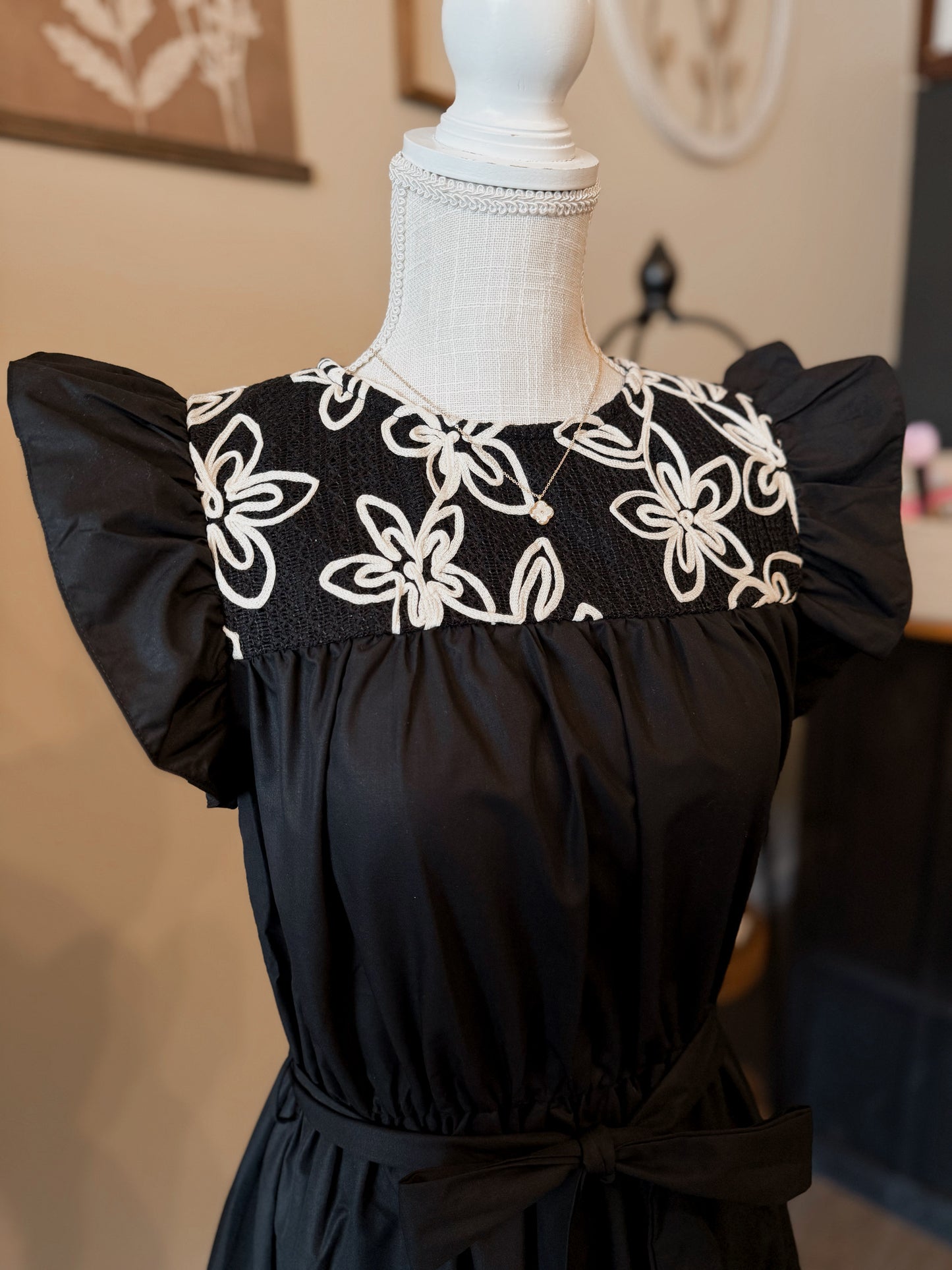 Dramatic Exit Embroidered Mini Dress