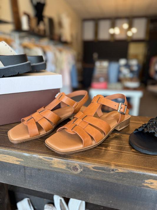Jill Tan Square Toe Sandals