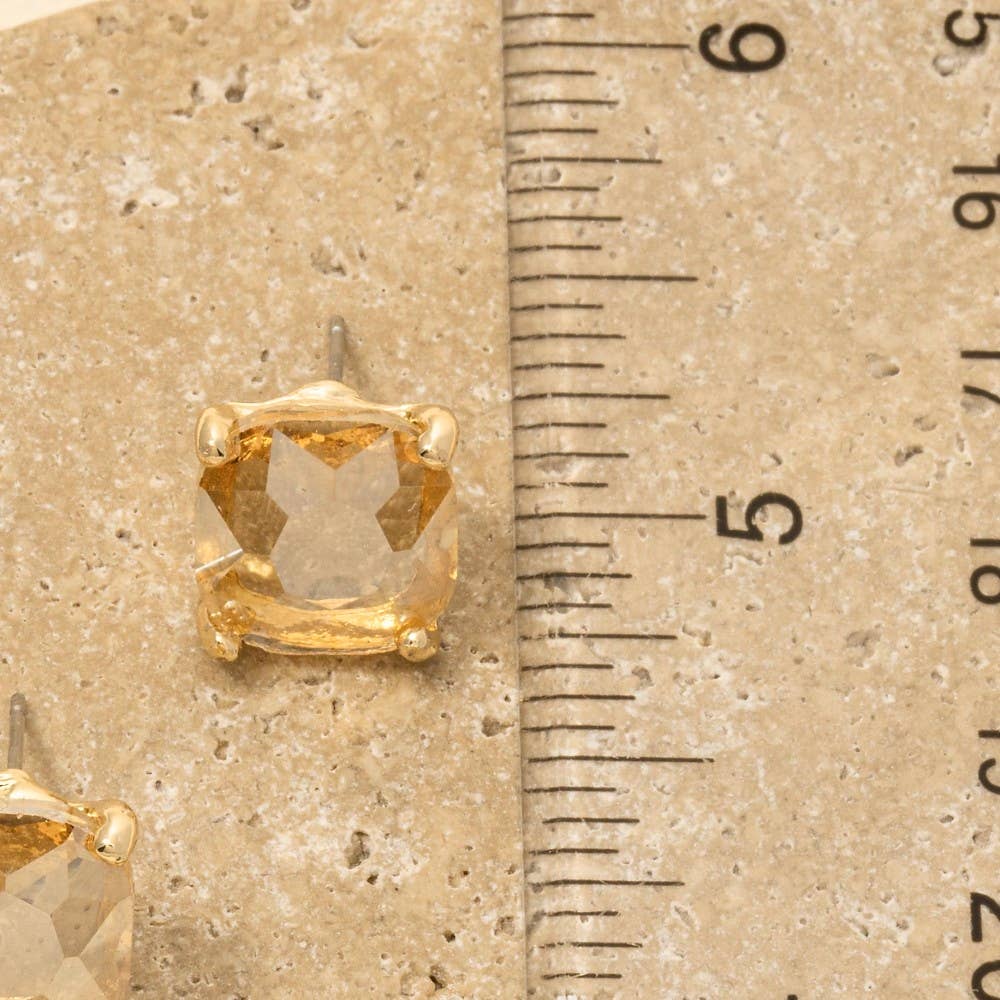 Faceted Square Gem Stud Earrings: GTPAB