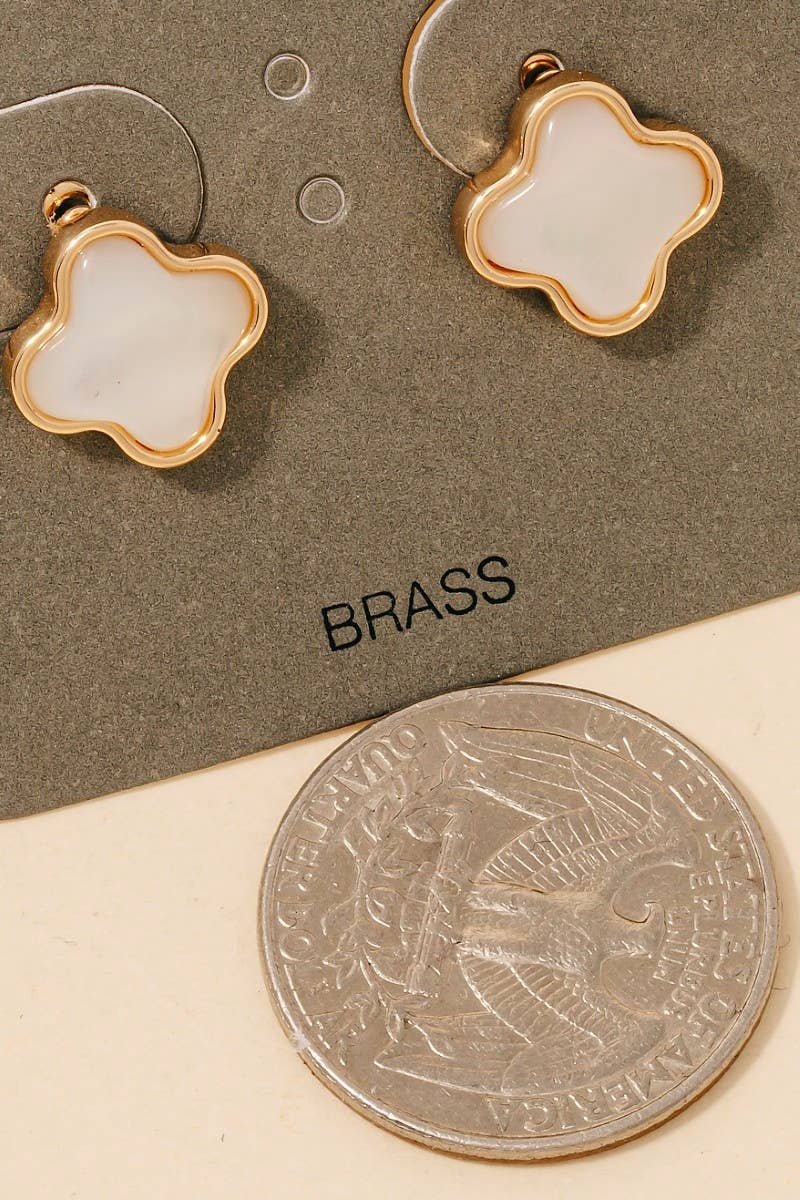 Mother Of Pearl Clover Stud Earrings
