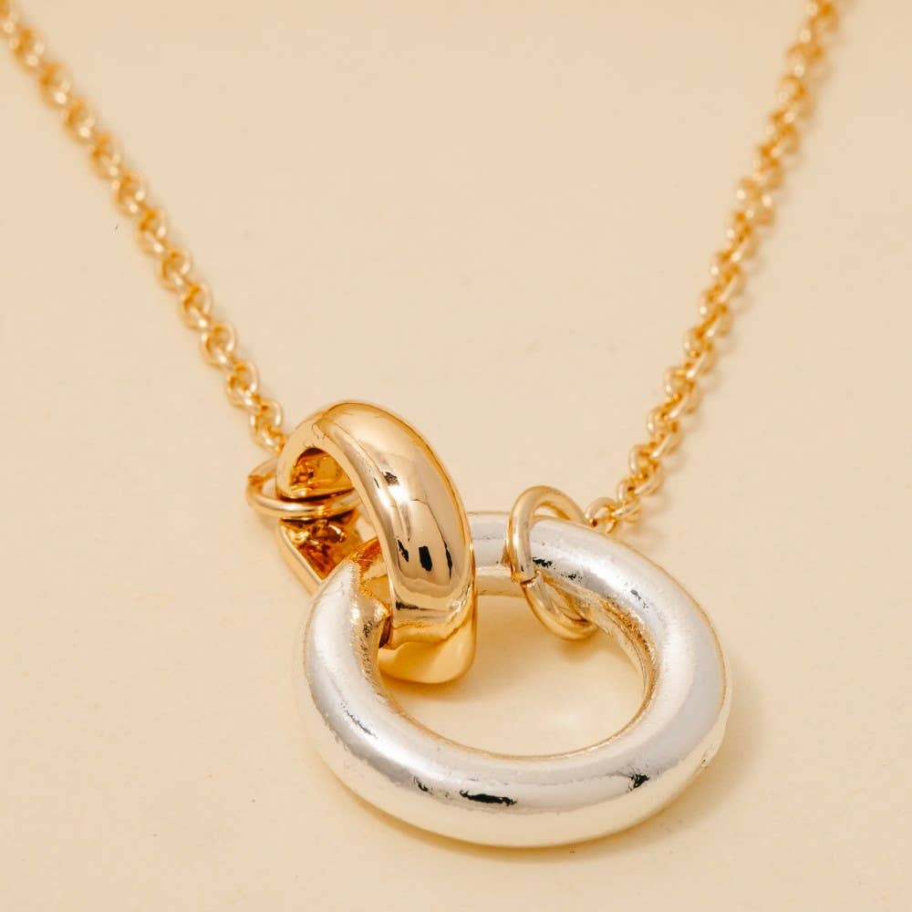 Silver Hoop Pendant Chain Necklace