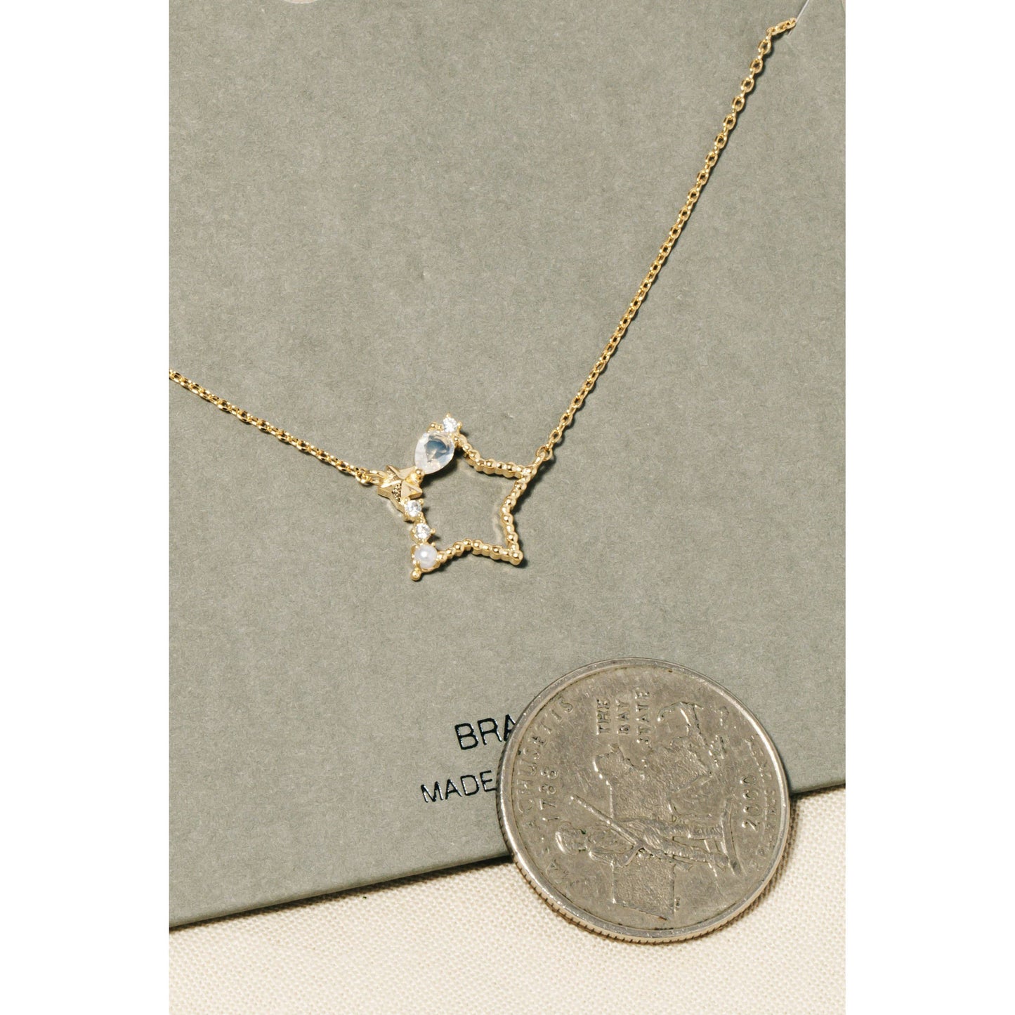 Rhinestone Cluster Star Pendant Necklace