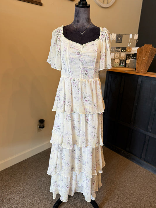 Be My Guest Floral Tiered Midi Dress