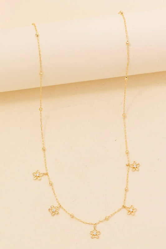 Mini Stud Flower Charms Chain Necklace