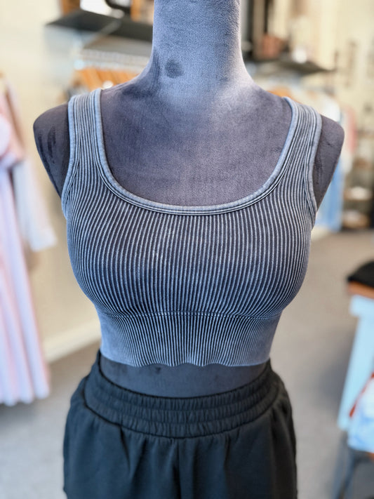 Ribbed Tank Bralette - Ash Black