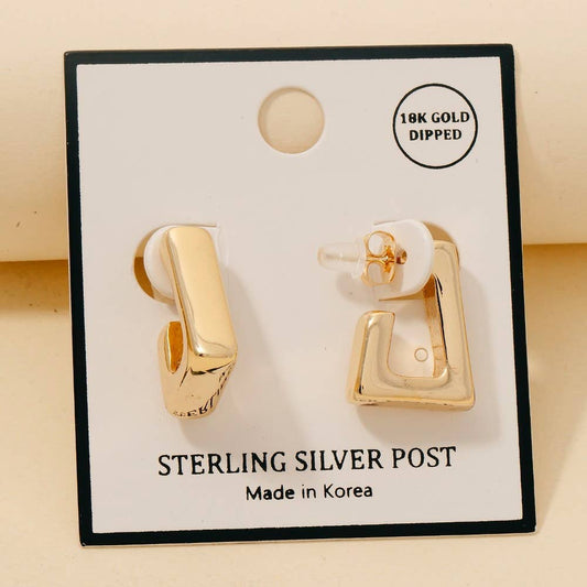 Gold Dipped Rectangle Hoop Earrings: GOLD