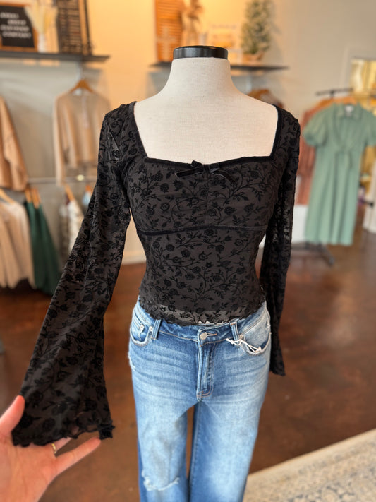 Velvet Floral Knit Top