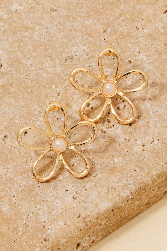 Pearl Studded Flower Earrings