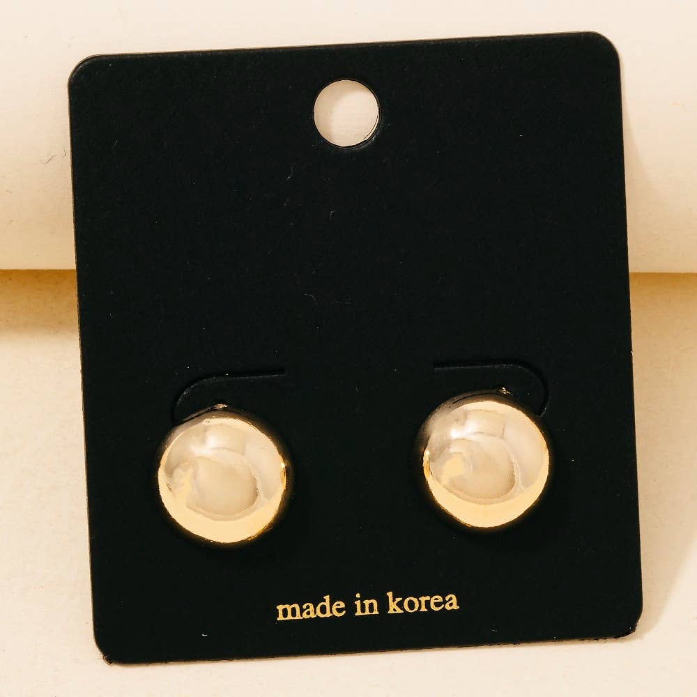 Metallic Rounded Button Stud Earrings