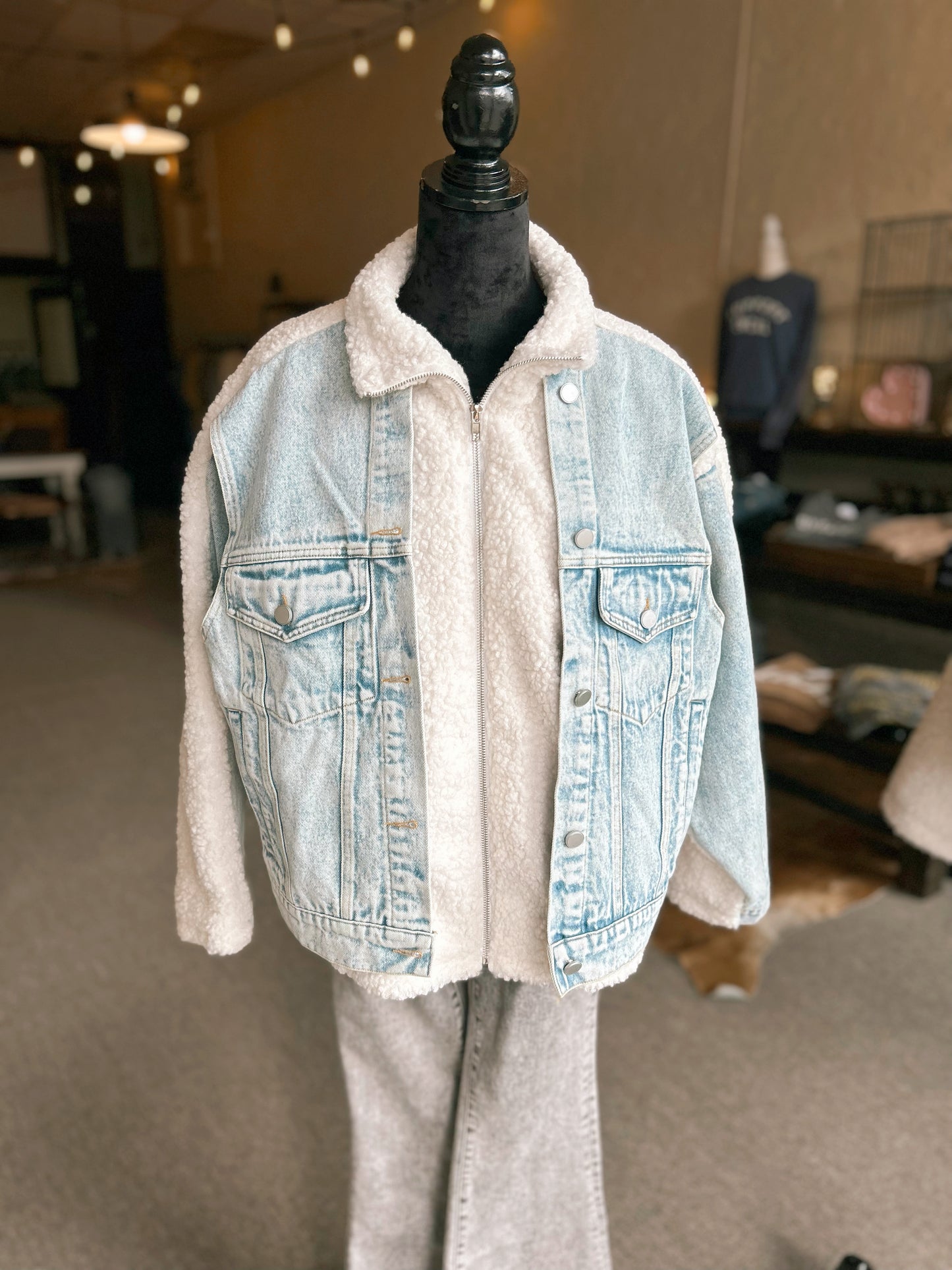 Iconic Denim Sherpa Coat