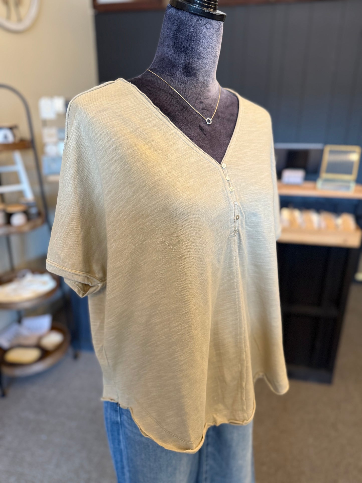 Washed Henley Top