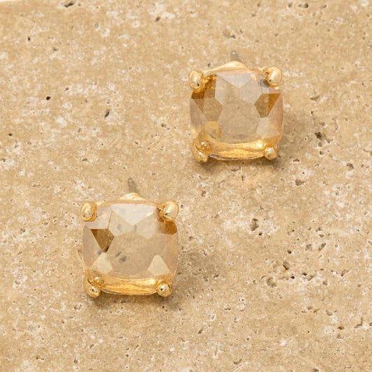Faceted Square Gem Stud Earrings: GTPAB
